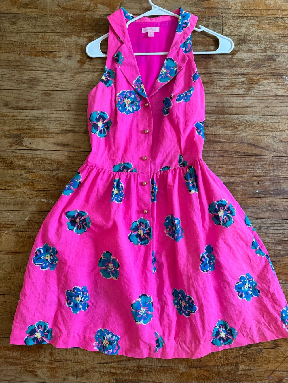 Lilly Pulitzer Hot Pink Floral Button-Front Maxi Dress